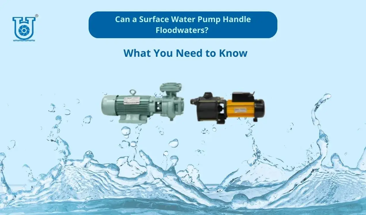 Surface pump models shown over rising floodwater