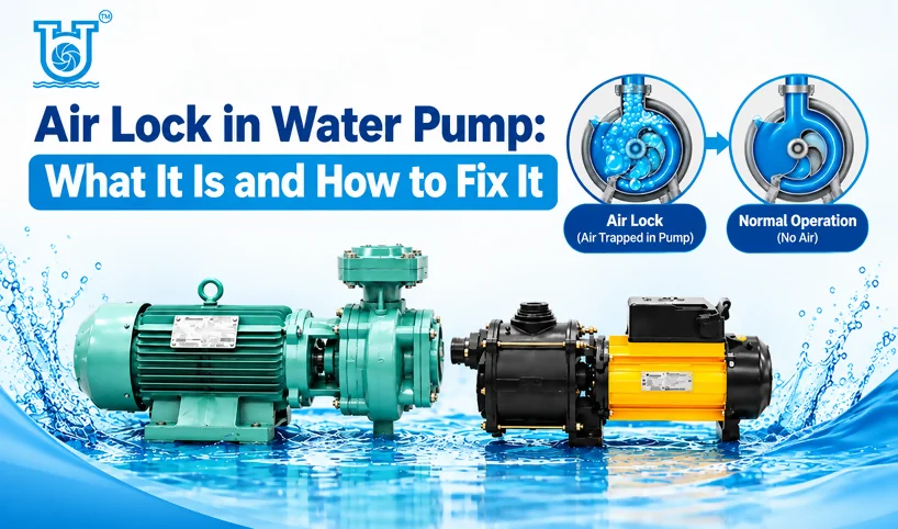Air lock in water pump showing trapped air and normal pump operation